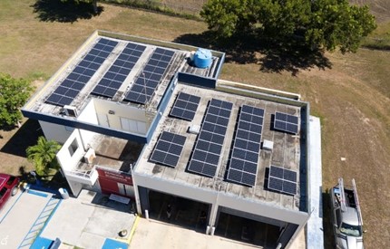Fire Station Guánica’s rooftop solar. Photo credit: Solar Responders. 