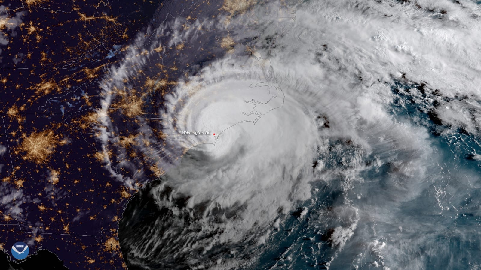 Hurricane Florence makes landfall. Photo Credit: NOAA